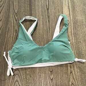 NWOT Jacque Designs Womens Bathing Suit Bikini Top Side Lace Padded Green Size L